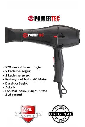 سشوار مشکی 2 Kademeli Powertec - کد 764379290