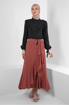 دامن حجاب قهوه ای زنانه رگولار Alvina - کد 801228216