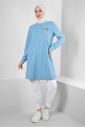 تونیک حجاب آبی زنانه پنبه پلی استر Alvina - کد 833476257