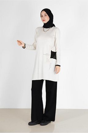 تونیک حجاب سفید زنانه مخلوط ویسکون Alvina - کد 804554680