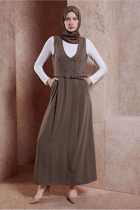 لباس حجاب قهوه ای زنانه رگولار Alvina - کد 848013397