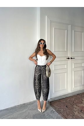 شلوار خاکی زنانه لیکرا NOA LİNE - کد 921657121