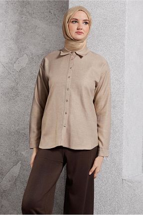 بلوز حجاب بژ زنانه رگولار Alvina - کد 869235899