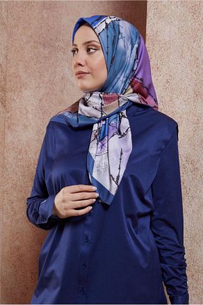 روسری سرمه ای پلی استر Alvina - کد 844017405