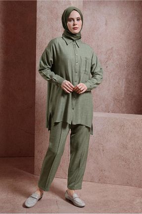 ست بالاتنه و پائین تنه حجاب سبز زنانه رگولار Alvina - کد 819257211