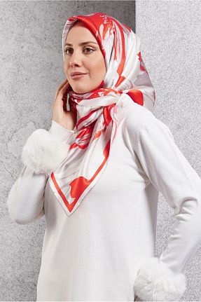 روسری قرمز پلی استر Alvina - کد 888734170