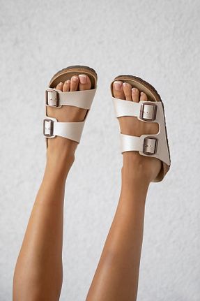 دمپائی سفید زنانه چرم مصنوعی neon shoes - کد 270542042