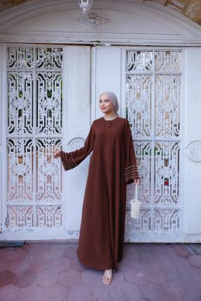 کلاه و ابایا قهوه ای زنانه بافت H HİJAB CENTER - کد 924318839