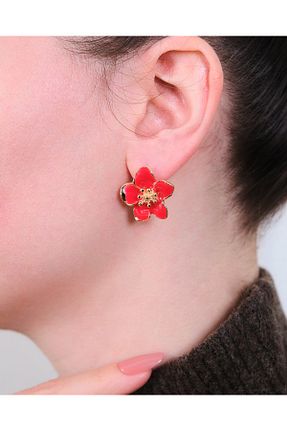 گوشواره جواهر قرمز روکش طلا AURRARİ - کد 921688150