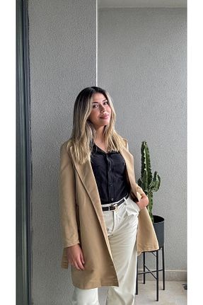 ترنچکت قهوه ای زنانه پلی ویسکون Güneş - کد 860030366