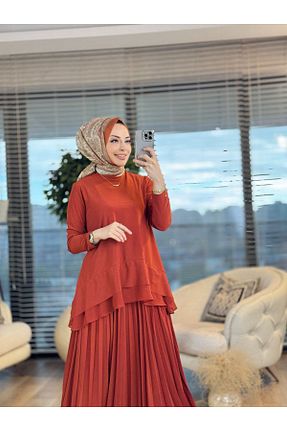 ست بالاتنه و پائین تنه حجاب نارنجی زنانه رگولار ALANURMODA - کد 921716405