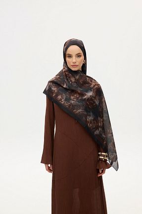 شال قهوه ای زنانه پنبه پلی استر MODA - کد 921719805