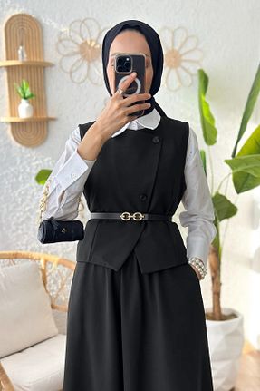ست بالاتنه و پائین تنه مشکی زنانه بافتنی H&N PASAJ - کد 921713143