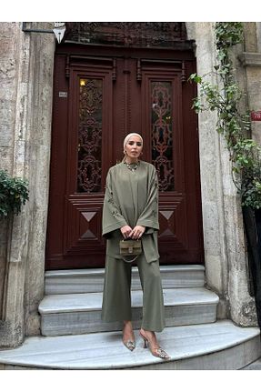 ست بالاتنه و پائین تنه خاکی زنانه بافتنی fmnbutik - کد 921737313