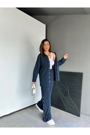 ست بالاتنه و پائین تنه سرمه ای زنانه بافتنی QİMYA BUTİK - کد 921754839
