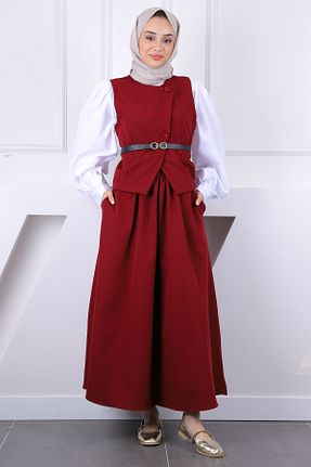 ست بالاتنه و پائین تنه حجاب زرشکی زنانه رگولار İmajButik - کد 921758487