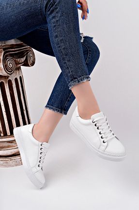 کفش اسنیکر سفید زنانه چرم اصل Deripabuc - کد 977590