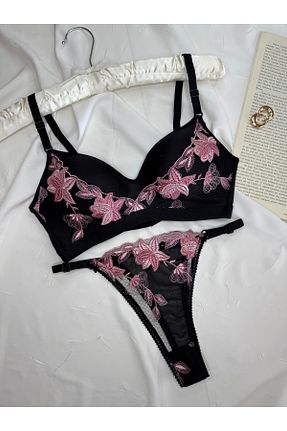 ست لباس زیر سایز بزرگ مشکی زنانه ROZENİN LINGERIE - کد 922439776