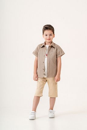 ست بالاتنه و پائین تنه بژ بچه گانه بافتنی Pasur Bebe - کد 922440316