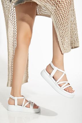 صندل سفید زنانه پاشنه پر Mida Shoes - کد 921769629