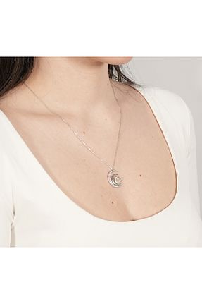 گردنبند نقره طوسی زنانه 925 عیار momqi - کد 921769711