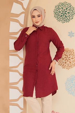تونیک حجاب زرشکی زنانه پنبه پلی استر Neva Style - کد 921777673
