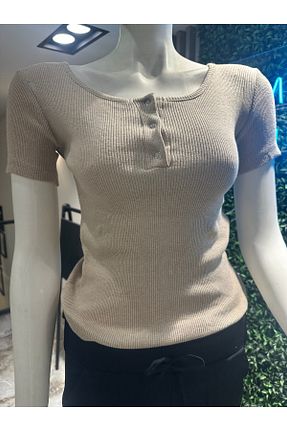 بلوز بژ زنانه ساده mor butik - کد 921782123