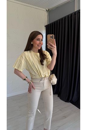 تیشرت بژ زنانه Relaxed elif teke - کد 921779293