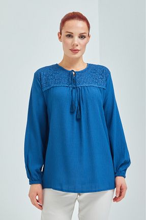 بلوز سرمه ای زنانه ساده Elçelya Moda - کد 448642022