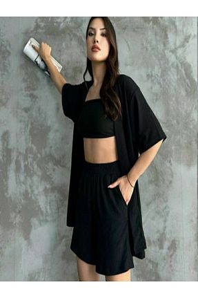 ست بالاتنه و پائین تنه مشکی زنانه بافتنی LyLGyM FASSION IS PASSION - کد 921797241