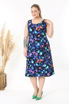 لباس سایز بزرگ آبی زنانه ویسکون Madwilo - کد 921815580