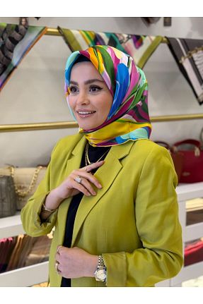 روسری رنگی کرپ ساتن ابریشم La boutique - کد 921818077
