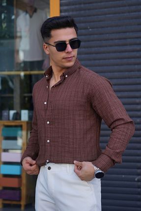 پیراهن قهوه ای مردانه اسلیم فیت JACK CAPRİO - کد 921829310