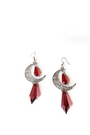 گوشواره جواهر طوسی استیل ضد زنگ Batnests - کد 921841525
