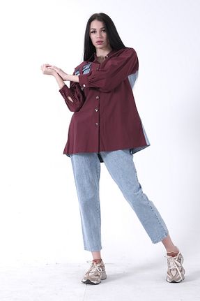 ست بالاتنه و پائین تنه زرشکی زنانه بافتنی Feminist - کد 921847140