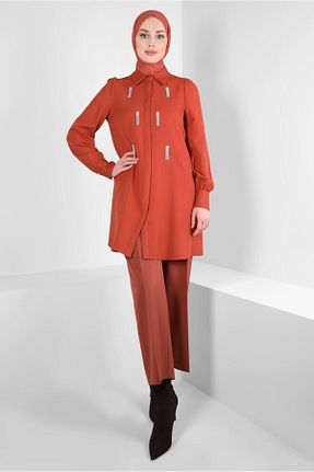 تونیک حجاب نارنجی زنانه مخلوط پلی استر Alvina - کد 791023955