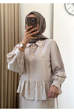 ست بالاتنه و پائین تنه حجاب بژ زنانه رگولار MERİÇ BOUTİQUE - کد 921860030