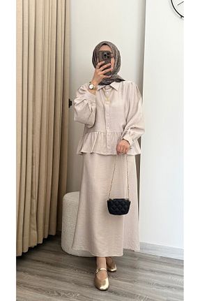 ست بالاتنه و پائین تنه حجاب بژ زنانه رگولار MERİÇ BOUTİQUE - کد 921860030