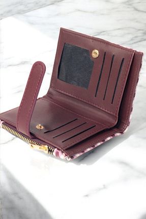 کیف پول زرشکی زنانه سایز متوسط KRB POLO ACCESSORİES - کد 921861231