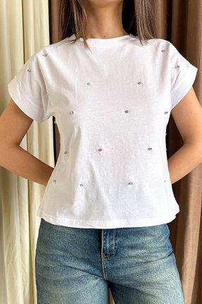 تیشرت سفید زنانه رگولار ModaPlaza - کد 921872790