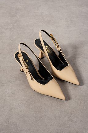 کفش پاشنه بلند کلاسیک بژ زنانه چرم لاکی simashoes - کد 921939182