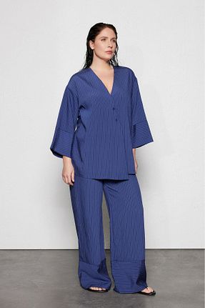 پیراهن سایز بزرگ سرمه ای زنانه Overshirt LUOKK - کد 921937442