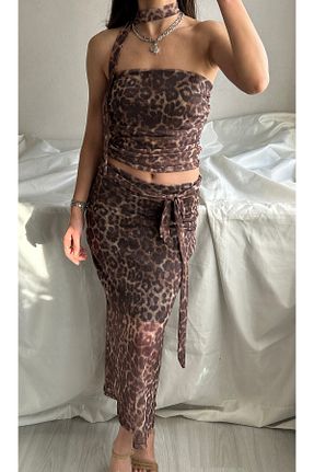 دامن قهوه ای زنانه لیکرا Butik - کد 921969973