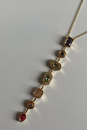 گردنبند جواهر رنگی زنانه استیل ضد زنگ Butik - کد 921975854