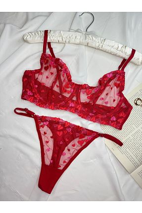 ست لباس زیر سایز بزرگ قرمز زنانه ROZENİN LINGERIE - کد 922496746