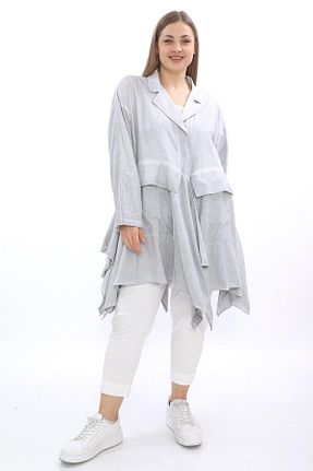 کت سایز بزرگ طوسی زنانه آستر دار Zedd+ Plus - کد 921995187