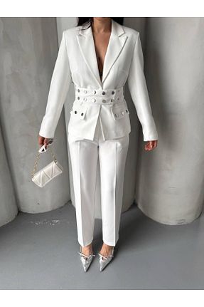 ست بالاتنه و پائین تنه سفید زنانه بافتنی Ekim Store - کد 922005895