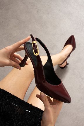 کفش مجلسی زرشکی زنانه پاشنه نازک BirEylül Shoes - کد 922010195