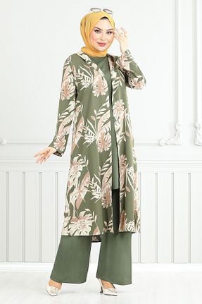 ست بالاتنه و پائین تنه خاکی زنانه بافتنی ModaMerve - کد 922673543