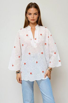 بلوز سفید زنانه رگولار VAGGON - کد 922022444